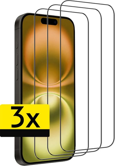 Screenprotector - Geschikt voor Apple iPhone 16 - 3 Stuks - Full Cover - Beschermglas - Gehard Glas - Tempered Glass - Screen Protector