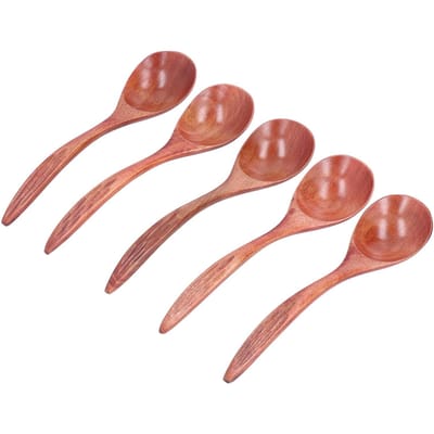 5 Stuks Houten Schep Lange Steel Suiker Zout Thee Kruiden Lepel voor Huis Restaurant Hotel brown