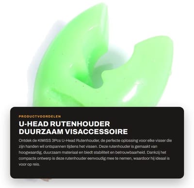 Dailygoods- Rutenablage U-hoofd - Hengelsteun - Hengelsteunen - Duurzaam - Fluorescerend Groen - Ideaal voor reizen