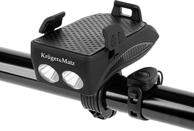 Krüger&Matz KM0125 - 4 in 1 - Smartphonehouder met elektrische fietsbel, verlichting en powerbank 2000mAh