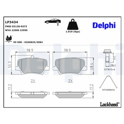 Remblokset DELPHI LP3434, achter