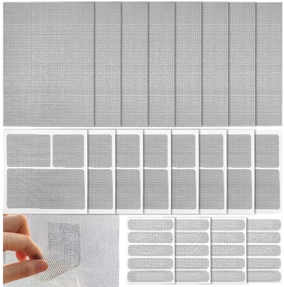 Waterdichte Reparatie Patches - 56 Stuks Vliegenscherm Reparatieset met Zelfklevende Glasvezel Tape voor Effectieve Herstellingen