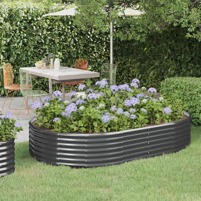 vidaXL - Plantenbak - 214x140x36 - cm - gegalvaniseerd - staal - antracietkleurig