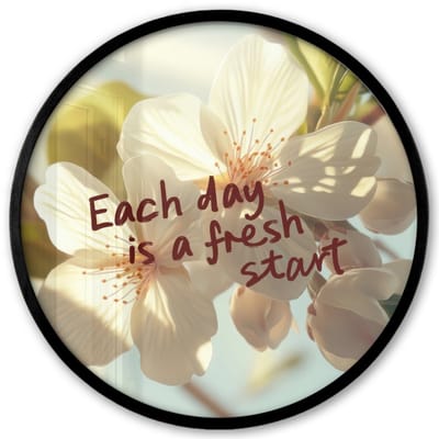 Poster in lijst Rond - Fotolijst 40x40 cm - Posters - Bloesems - Zonlicht - Quote - Wit - Ronde posterlijst zwart - Decoratie - Wanddecoratie woonkamer - Muurdecoratie slaapkamer
