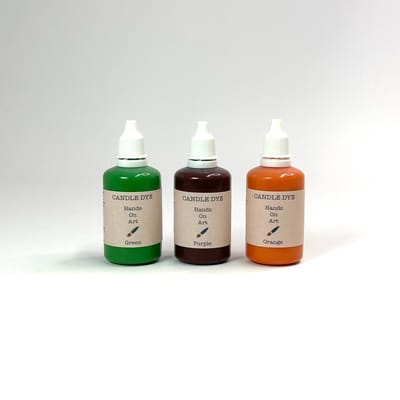 MGM Trading® - Hands on art - Candle dye - Kleurstof voor kaarsvet set - 3x 50 ml - 3 flessen - Hoog Geconcentreerd - Groen - Paars - Oranje - Secundaire kleuren