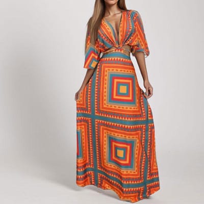Lente Nieuwe Damesmode Bedrukt Sexy Diepe V Taille-blootstellende Bandjesjurk XL gray