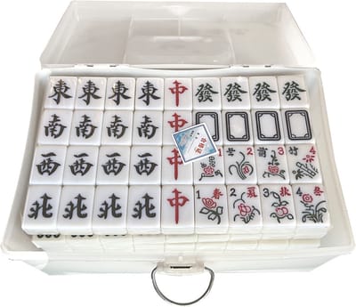 TAHWA Mahjong spel XL - Grote stenen van 3,9 x 2,8 x 1,9 cm - 8 kg