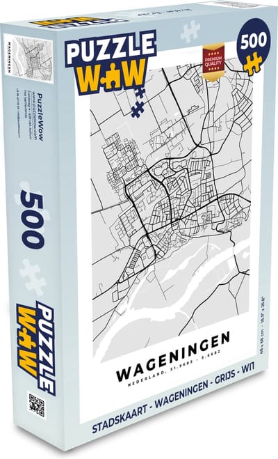 Puzzel Stadskaart - Wageningen - Grijs - Wit - Legpuzzel - Puzzel 500 stukjes - Plattegrond