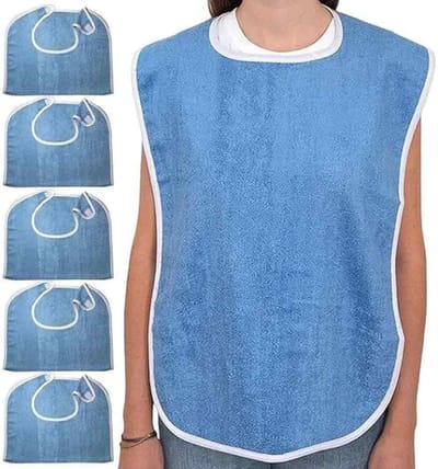 longziming -Set van 5 Wasbare Slabbetjes voor Volwassenen - Absorberende Frotte Stof voor Kledingbescherming tijdens Maaltijden