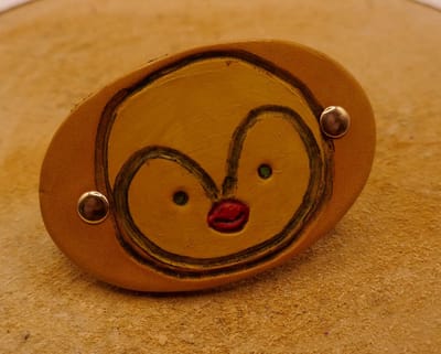 Leren kinder haarclip eend - lederen haarclip voor kinderen duck - tekening eend face op leren handgemaakte kinder haarclip - unieke kinder haarclip - handmade stevige leren kinder haarclip