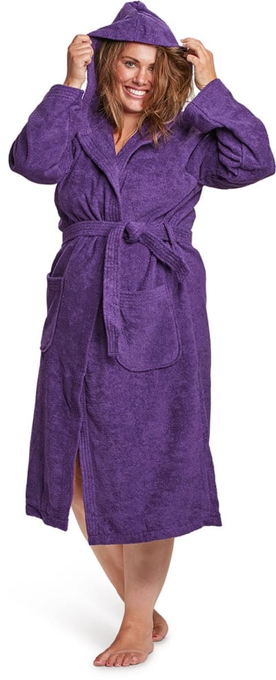 Dames badjas paars - badjas badstof katoen - sauna badjas met capuchon - Badrock - badjas dames - maat XS