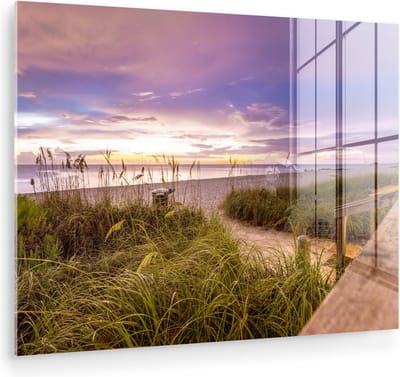 MuchoWow® Glasschilderij 160x120 cm - Schilderij acrylglas - Strand - Kleuren - Amerika - Foto op glas - Muurdecoratie woonkamer - Wanddecoratie slaapkamer - Schilderijen