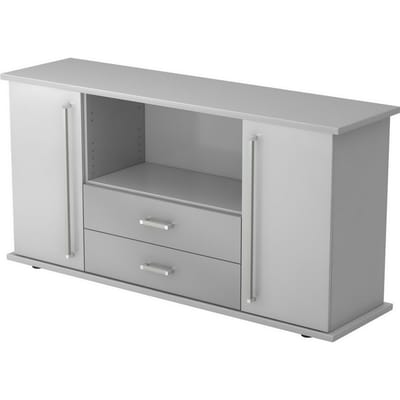 KAPA SB | Dressoir | met deuren + laden - Grijs Chrome metaal handgreep