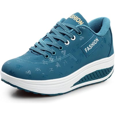 Dames Casual Sport Comfortabel Ademend Platte bodem Verhoogd casual platform Shaker Shines 38 blauw