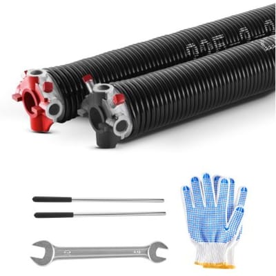VEVOR Garagedeur Torsieveren (Φ 5,72 x Φ 50,8 x 610 mm) 16.000 cycli, zwart gecoat voor vervanging, garagedeurveren met antislip wikkelstangen, handschoenen en installatiesleutel