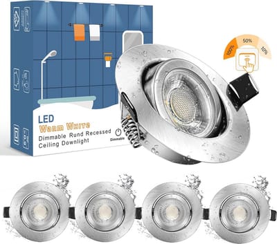 Dimbare LED Plafondlampen Set van 5 - IP44 Waterdicht voor Badkamer - 7W Warm Wit - Eenvoudige Installatie