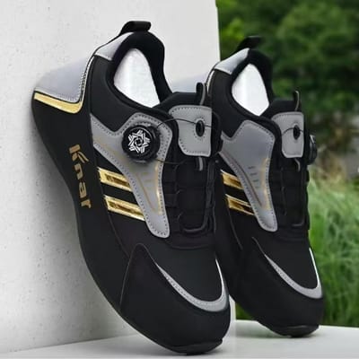 Draaibare Knop Leer Waterdichte Sportschoenen Draaibare Knop Leer Waterdichte Sportschoenen 42 gray
