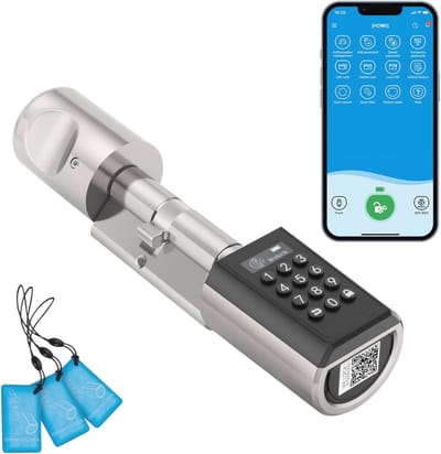 Elektronische Deursluitcilinder met Cijfercode en RFID-kaart voor Deuren 50-100 mm - Eenvoudige Installatie en Wifi Verbinding