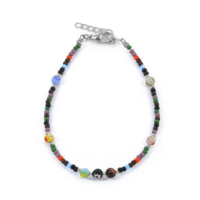 CO88 Collcetion 8CB-91178 Kralenarmband met Miyuki Kralen - 16+3cm - Zwart en Multi - Zilverkleurig