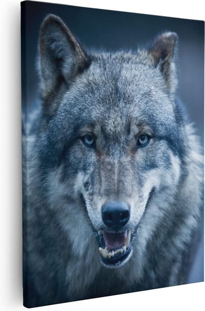 Artaza Canvas Schilderij Dierenkop Wolf - 40x50 cm - Wanddecoratie Woonkamer - Muurdecoratie Dieren - Kamer Accessoires