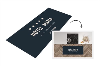 Keukenloper - Loper keuken - Spreuken - Quotes Hotel Mama All Inclusive 24/7 Open - Beste moeder - Moeder cadeau - Moederdag - 120x50 cm - Keukenloper vinyl