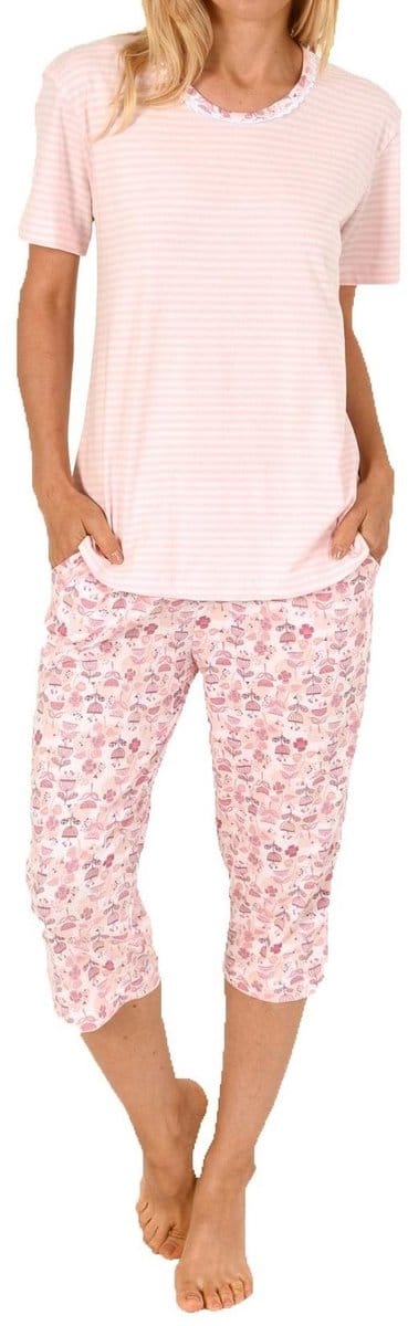 Elegante dames capri pyjama korte mouw met kanten randje - ook in oversize