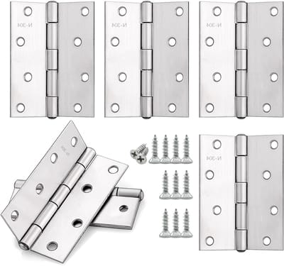Set van 4 Vouwbare Deurscharnieren van RVS 100 x 70 mm voor Deuren, Vensters en Kasten met 48 Schroeven