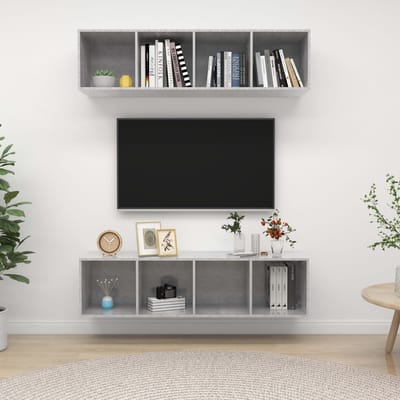 vidaXL - Tv-wandmeubelen - 2 - st - bewerkt - hout - betongrijs