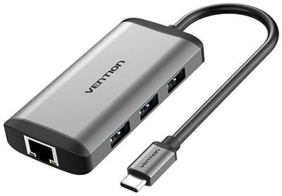 Vention USB C Hub, Docking Station 4 in 1 - USB 3.0, RJ45 Ethernetpoort, HDMI & PD Oplaad poort - 4K Ultra HD - Macbook en Windows