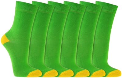 Kindersokken | Contrasterende hiel en teen | Kleur: Groen | Maat: Diverse maten | 6 paar