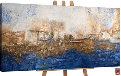 Canvas schilderij groot handgeschilderd ultramarijn blauw abstract – YS-Art Gallery – Luxe wanddecoratie voor woonkamer – Modern schilderij voor slaapkamer en kantoor