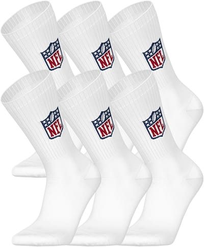 NFL SHIELD Crew Socks - 6-pack - Wit - Maat 39/42