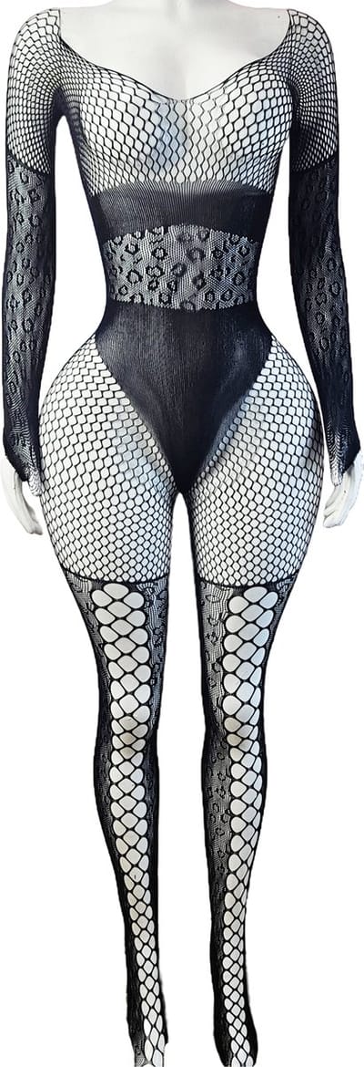 BamBella ® - Panty pak -Onesize - body suit - Dames - Onesize - Erotische jumpsuit van kant lingerie zwart