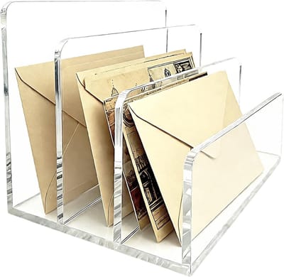 Acryl Folderhouder - Documenten Organizer - Bureau Organiseren - Drie Vakken - 7 x 10.2 x 10.5 cm - Transparant
