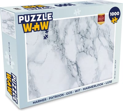 Puzzel Marmer - Patroon - Gijs - Wit - Marmerlook - Luxe - Legpuzzel - Puzzel 1000 stukjes volwassenen