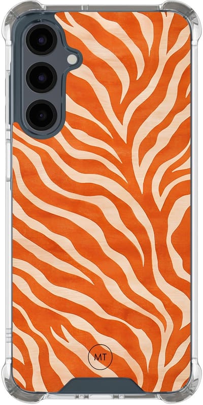Hoesje (shockproof) geschikt voor Samsung Galaxy A16 - Zebra oranje - Extra sterke case - TPU/polycarbonaat - Print - Oranje, Transparant