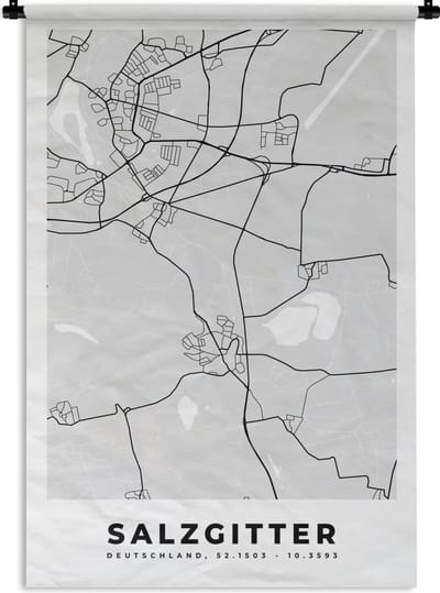 Wandkleed - Wanddoek - Plattegrond - Salzgitter - Duitsland - Kaart - Stadskaart - 120x180 cm - Wandtapijt
