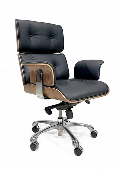 OHNO Furniture Oslo Bureaustoel - stoel, bureaustoel, kantoormeubels, kantoorstoel, Zwart, Walnoothout