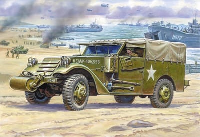 Zvezda Modelbouwpakket Militaire voertuigen - 3581 WWII M-3 Armored Scout Car - with Canvas Plastic - 1:35 - Modelbouw