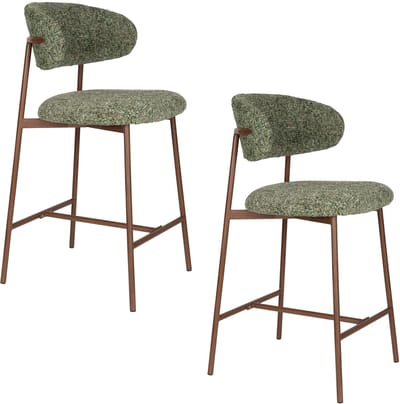 Housecraft Living Claes Barkrukken rugleuning 65 cm Gemêleerd Groen - Set van 2