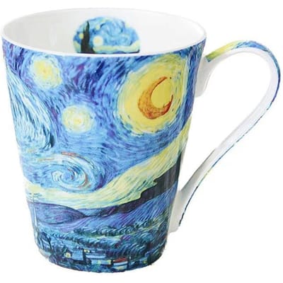 Van Gogh Monet Koffiekop Europese Stijl Kleine Luxe Mok Keramische Kantoorbeker Cadeau Souvenir 401-500ml gray