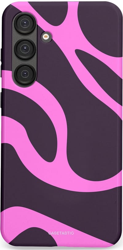 Casetastic hoesje geschikt voor Samsung Galaxy S25 Plus - Dubbellaagse bescherming - Roze Paarse Lavendel Abstractie - Fashion Case - Donkergrijs Roze