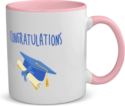 Akyol - congratulations muts en diploma koffiemok - theemok - roze - Felicitatie - iemand die is geslaagd - gefeliciteerd - examen - school - diploma gehaald - 350 ML inhoud
