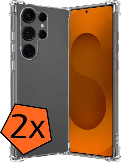 Hoes - 2 Stuks - Geschikt voor Samsung Galaxy S25 Ultra - Sterk & Shockproof - Siliconen Case - Back Cover - Telefoon Hoesje Shock Proof - Transparant
