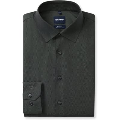 OLYMP No. Six Overhemd, Super Slim, Kent, Grijsgroen