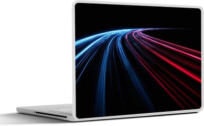 Laptop sticker - 10.1 inch - Gaming - Strepen - Gebogen - Blauw - 25x18cm - Laptopstickers - Laptop skin - Cover