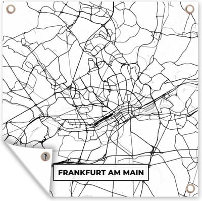 Tuin poster Plattegrond - Frankfurt am Main - Kaart - Stadskaart - 200x200 cm - Tuindoek