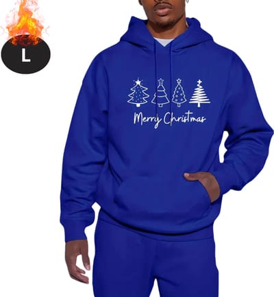 Bovista Kersttrui - Heren - Foute Kersttrui - Christmas Sweater - Kerst Sweater - Kerstboom - Christmas Jumper - Hoodie - Blauw - L