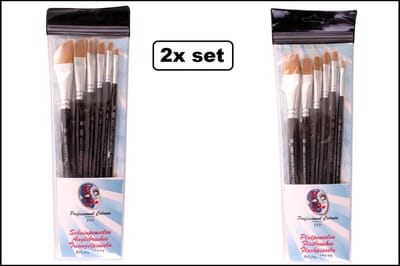 2x PXP Penselenset in etui plat en schuin - Carnaval thema feest festival penseel