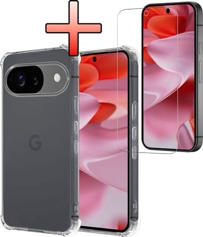 Hoesje - Met Screenprotector - Geschikt voor Google Pixel 10 - Sterk & Shockproof - Siliconen Case - Back Cover - Telefoon Hoes - Shock Proof - Transparant
